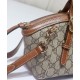 Replica Borsa a mano piccola Gucci GG Emblem 839005 Caffè imitazione False Online
