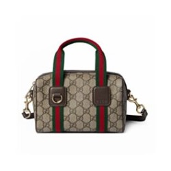 Replica Borsa a mano Gucci Mini GG Caffè scuro imitazione False Online