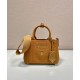 Replica Borsa a mano Prada Jardiniere Mini in tela di cotone Caffè imitazione False Online