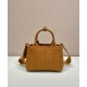 Replica Borsa a mano Prada Jardiniere Mini in tela di cotone Caffè imitazione False Online