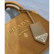 Replica Borsa a mano Prada Jardiniere Mini in tela di cotone Caffè imitazione False Online
