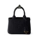 Replica Borsa a mano Prada Jardiniere Mini in tela di cotone Nero imitazione False Online
