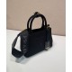 Replica Borsa a mano Prada Jardiniere Mini in tela di cotone Nero imitazione False Online