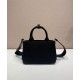 Replica Borsa a mano Prada Jardiniere Mini in tela di cotone Nero imitazione False Online