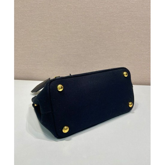 Replica Borsa a mano Prada Jardiniere Mini in tela di cotone Nero imitazione False Online