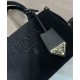Replica Borsa a mano Prada Jardiniere Mini in tela di cotone Nero imitazione False Online
