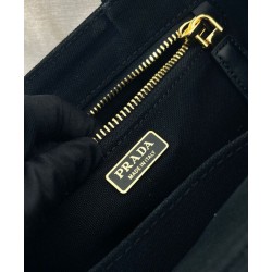 Replica Borsa a mano Prada Jardiniere Mini in tela di cotone Nero imitazione False Online