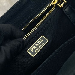 Replica Borsa a mano Prada Jardiniere Mini in tela di cotone Nero imitazione False Online