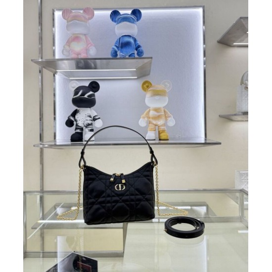 Replica Mini borsa Christian Dior Miss Caro Diorling con catena, nera