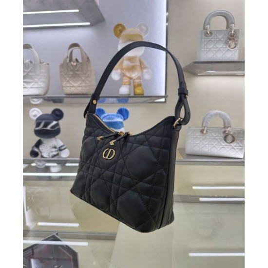 Replica Mini borsa Christian Dior Miss Caro Diorling con catena, nera