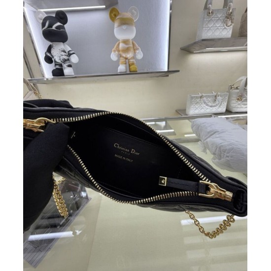 Replica Mini borsa Christian Dior Miss Caro Diorling con catena, nera