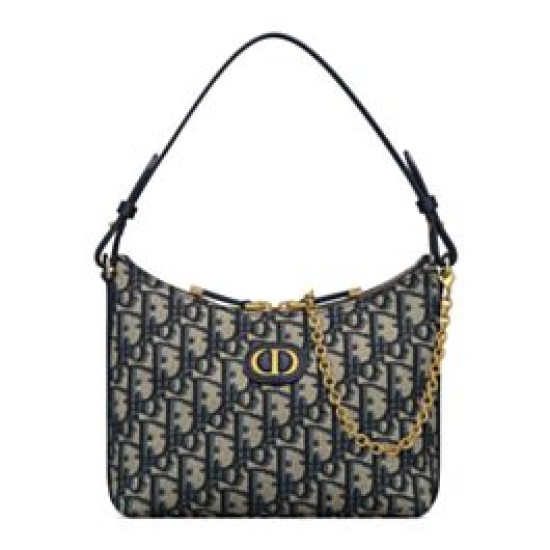 Replica Mini borsa Christian Dior 30 Montaigne Diorling con catena, blu scuro