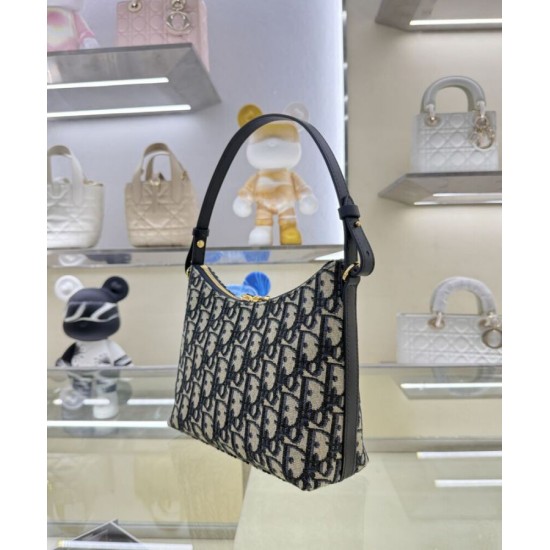 Replica Mini borsa Christian Dior 30 Montaigne Diorling con catena, blu scuro