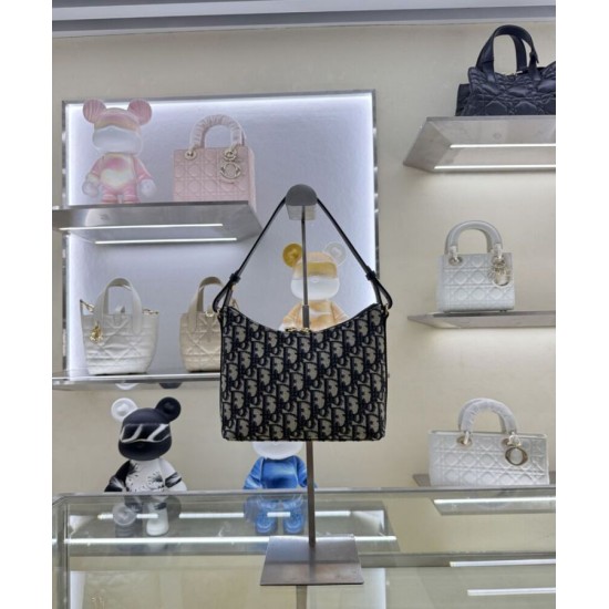 Replica Mini borsa Christian Dior 30 Montaigne Diorling con catena, blu scuro