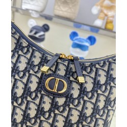 Replica Mini borsa Christian Dior 30 Montaigne Diorling con catena, blu scuro