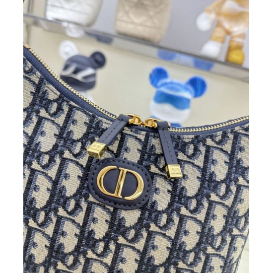 Replica Mini borsa Christian Dior 30 Montaigne Diorling con catena, blu scuro