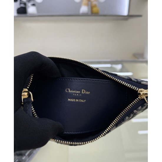 Replica Mini borsa Christian Dior 30 Montaigne Diorling con catena, blu scuro