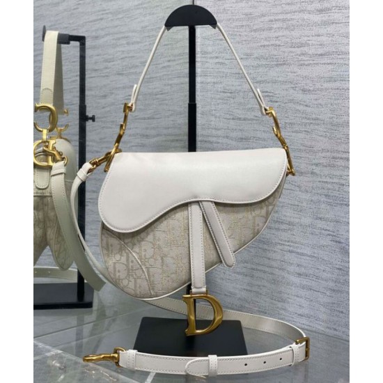 Replica Borsa Dior Saddle con tracolla Crema