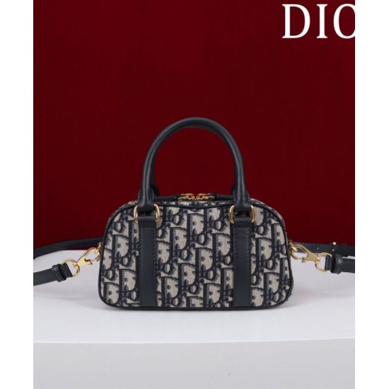 Replica Borsa Christian Dior D-Vibe East-West Nano, blu scuro