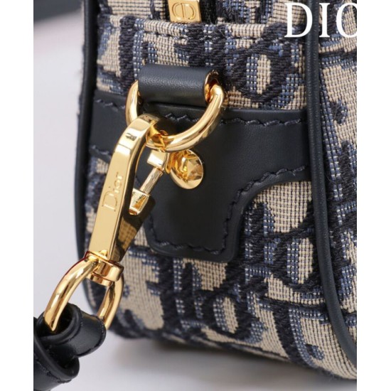 Replica Borsa Christian Dior D-Vibe East-West Nano, blu scuro