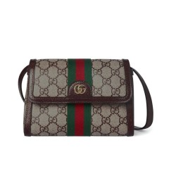 Replica Borsa a tracolla Gucci Ophidia mini 838481 Caffè scuro