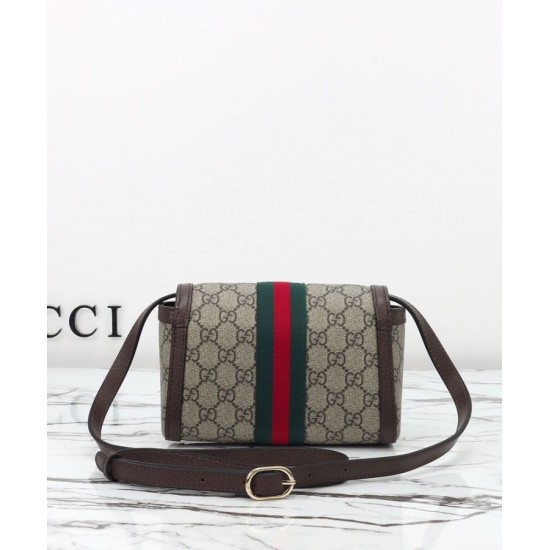Replica Borsa a tracolla Gucci Ophidia mini 838481 Caffè scuro