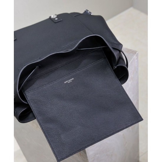 Replica Zaino YSL Saint Laurent Sac De Jour in pelle martellata, nero