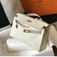 Replica Borsa Hermès Kelly Pochette in pelle Epsom bianca