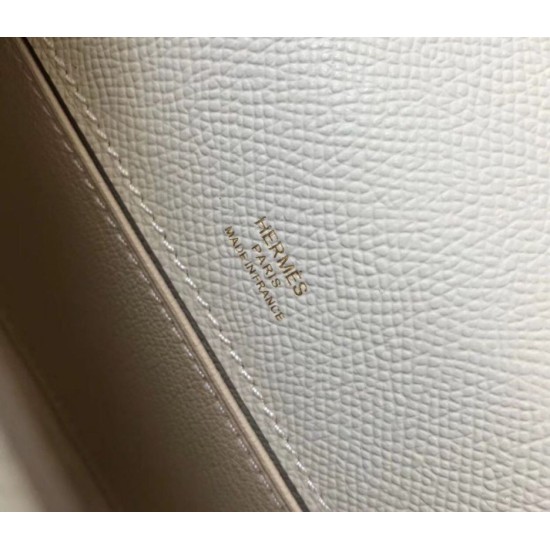 Replica Borsa Hermès Kelly Pochette in pelle Epsom bianca