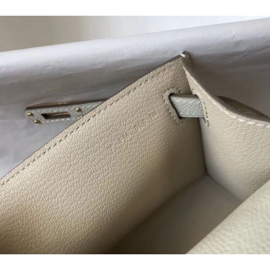 Replica Borsa Hermès Kelly Pochette in pelle Epsom bianca