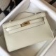 Replica Borsa Hermès Kelly Pochette in pelle Epsom bianca