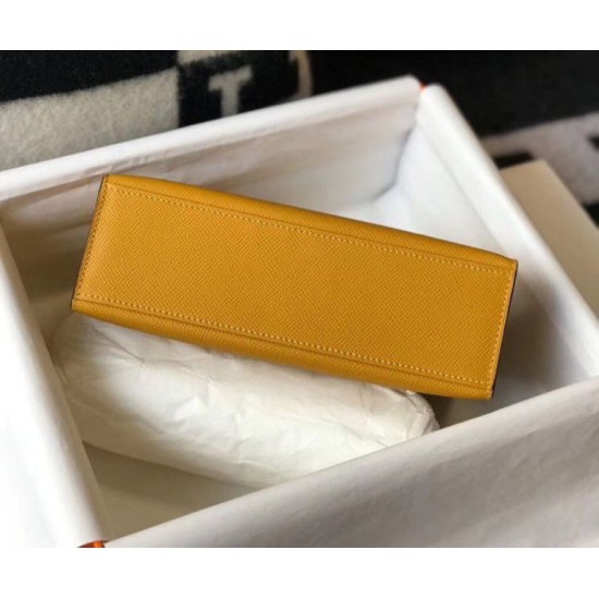 Replica Borsa Hermès Kelly Pochette in pelle Epsom gialla
