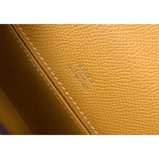 Replica Borsa Hermès Kelly Pochette in pelle Epsom gialla