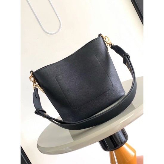 Replica Borsa Louis Vuitton Lock and Walk in pelle martellata nera M24006