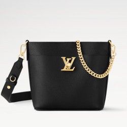 Replica Borsa Louis Vuitton Lock and Walk in pelle martellata nera M24006