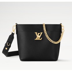 Replica Borsa Louis Vuitton Lock and Walk in pelle martellata nera M24006