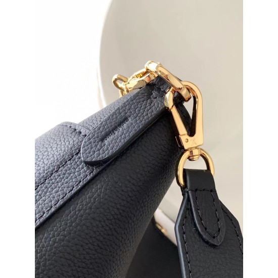 Replica Borsa Louis Vuitton Lock and Walk in pelle martellata nera M24006