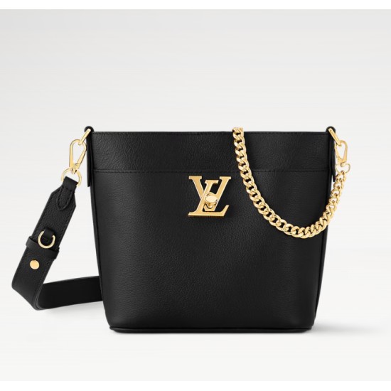 Replica Borsa Louis Vuitton Lock and Walk in pelle martellata nera M24006