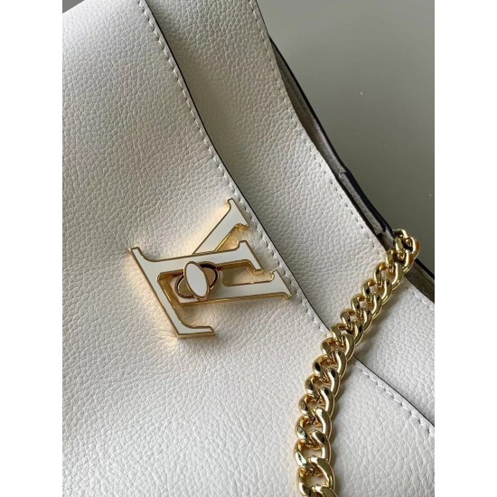 Replica Borsa Louis Vuitton Lock and Walk in pelle martellata marrone M24165