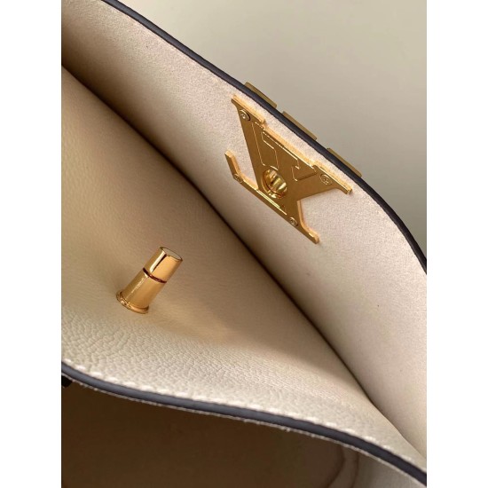 Replica Borsa Louis Vuitton Lock and Walk in pelle martellata marrone M24165