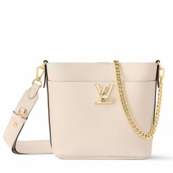 Replica Borsa Louis Vuitton Lock and Walk in pelle martellata bianca M24638