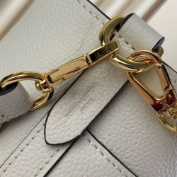 Replica Borsa Louis Vuitton Lock and Walk in pelle martellata bianca M24638