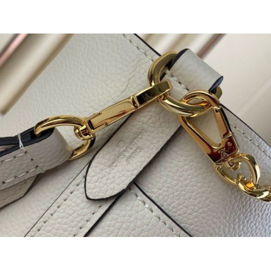 Replica Borsa Louis Vuitton Lock and Walk in pelle martellata bianca M24638