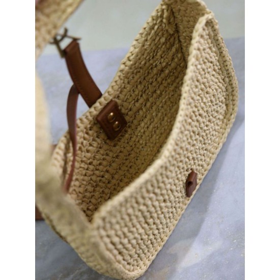 Replica Mini borsa Hobo Saint Laurent Le 5 À 7 in rafia naturale
