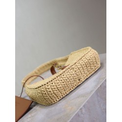 Replica Mini borsa Hobo Saint Laurent Le 5 À 7 in rafia naturale