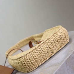 Replica Mini borsa Hobo Saint Laurent Le 5 À 7 in rafia naturale