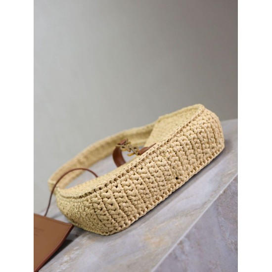 Replica Mini borsa Hobo Saint Laurent Le 5 À 7 in rafia naturale