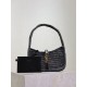 Replica Mini borsa hobo Saint Laurent Le 5 À 7 in rafia nera