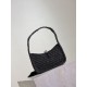 Replica Mini borsa hobo Saint Laurent Le 5 À 7 in rafia nera