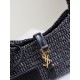 Replica Mini borsa hobo Saint Laurent Le 5 À 7 in rafia nera
